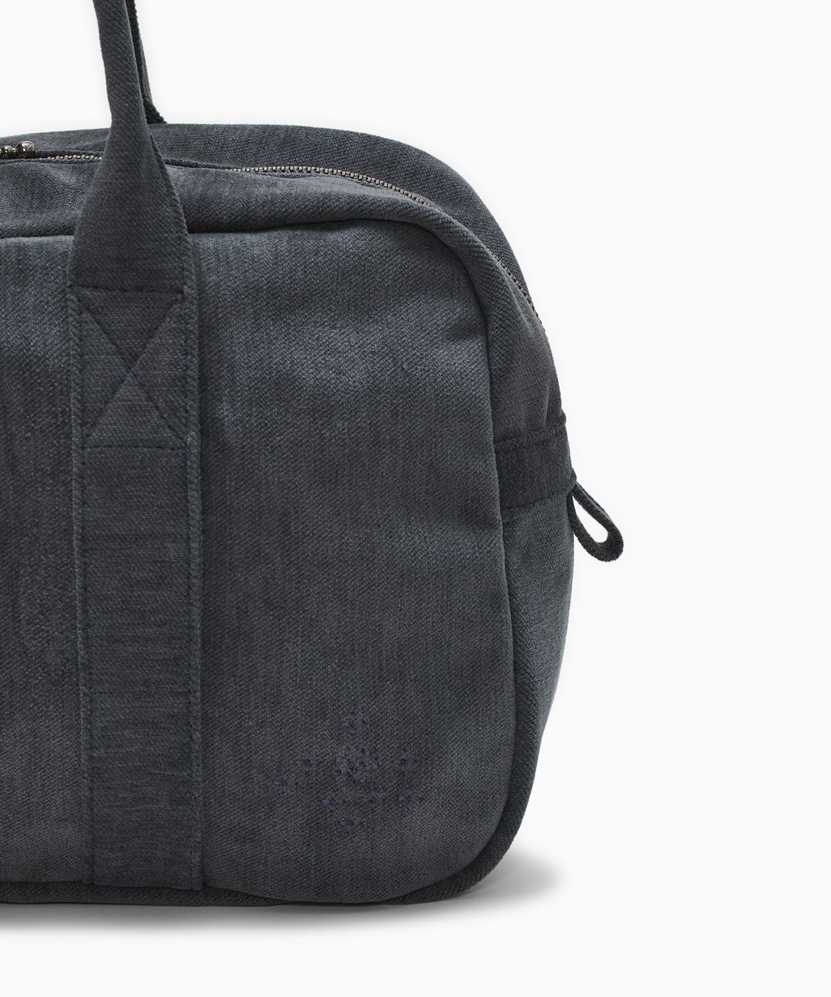 오헤시오(OHESHIO) VELOUR SASHIKO SHOULDER BAG, CHARCOAL