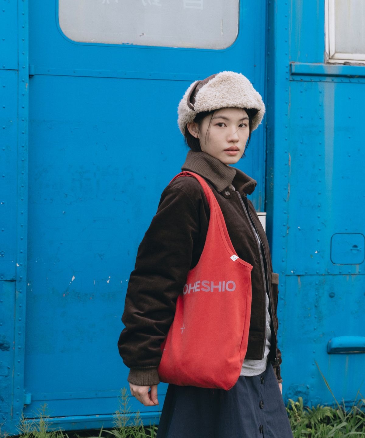 오헤시오(OHESHIO) SASHIKO PATTERN ECO BAG, RED