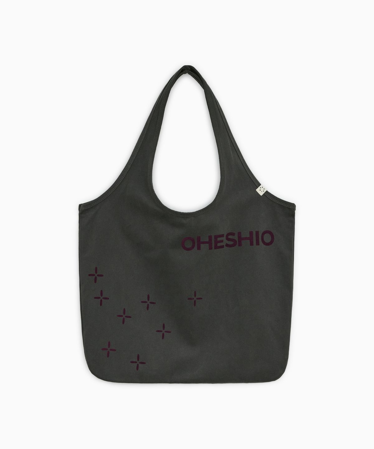 오헤시오(OHESHIO) SASHIKO PATTERN ECO BAG, CHARCOAL