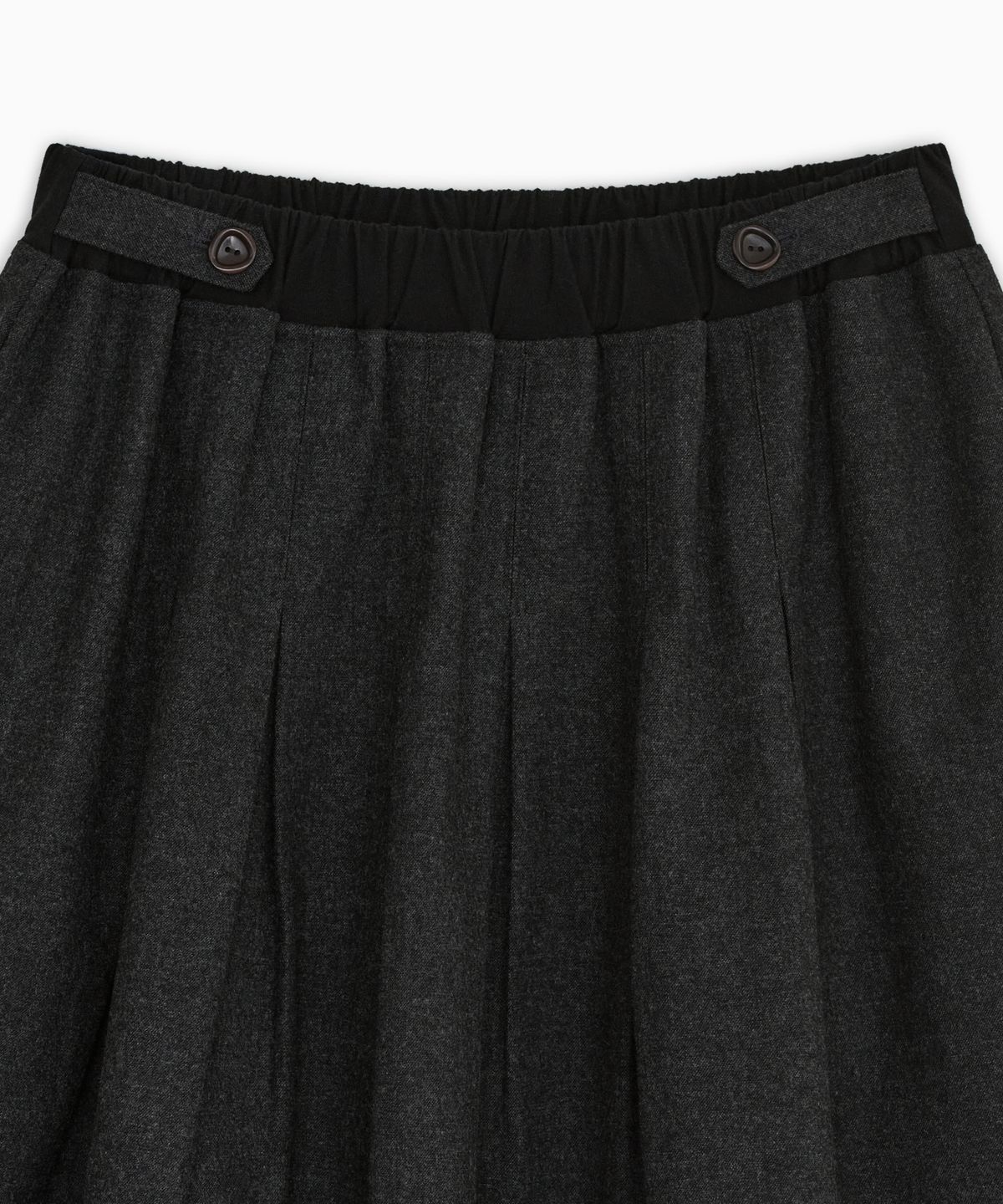 오헤시오(OHESHIO) GATHERED BUTTON MIDI SKIRT, CHARCOAL