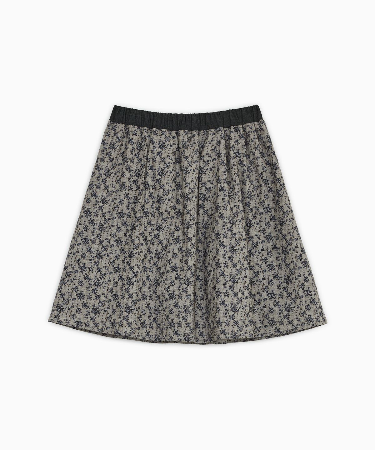 오헤시오(OHESHIO) GATHERED BUTTON MIDI SKIRT, FLORAL NAVY