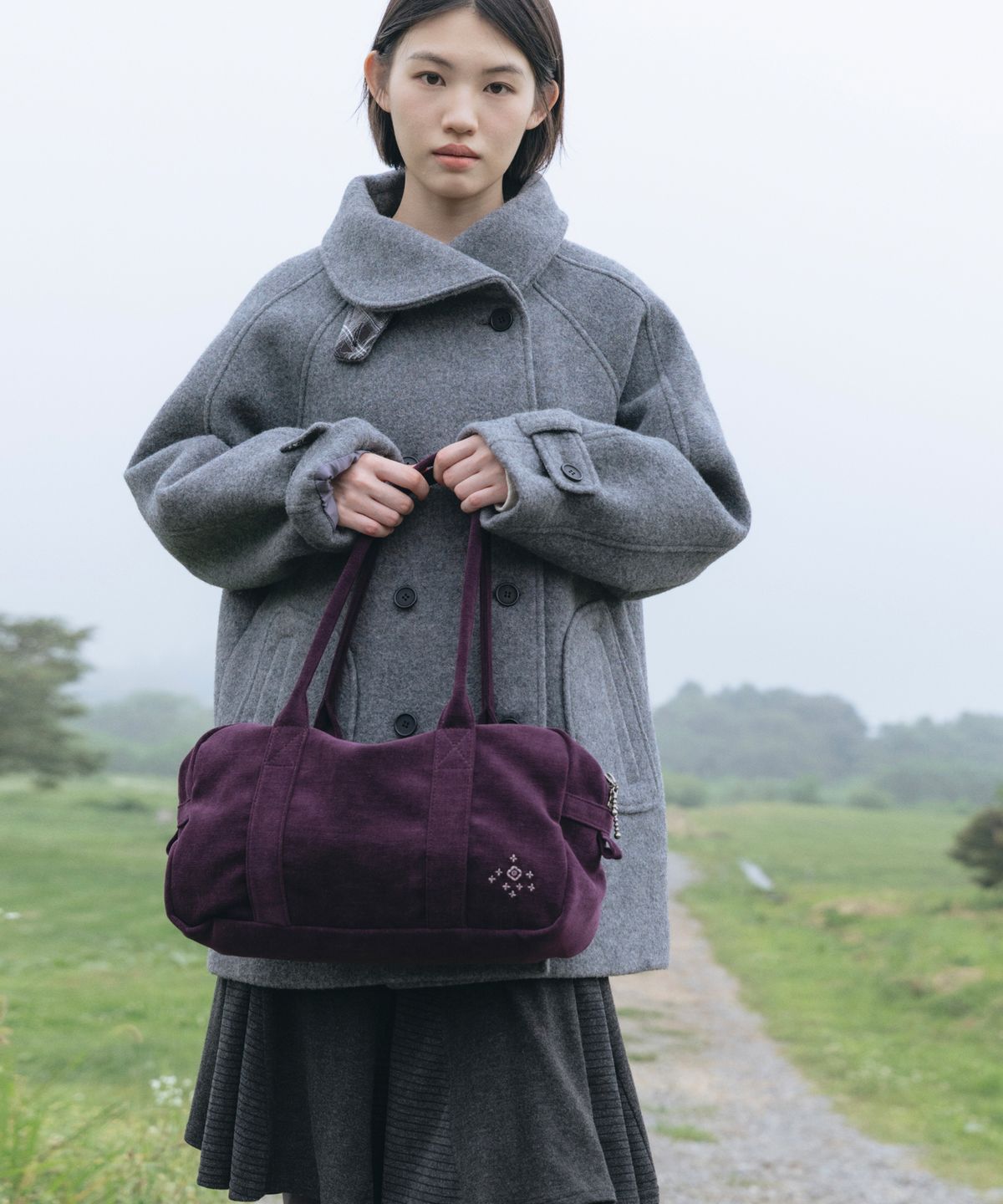 오헤시오(OHESHIO) PEACH STRIPE JERSEY BANDING SKIRT, CHARCOAL