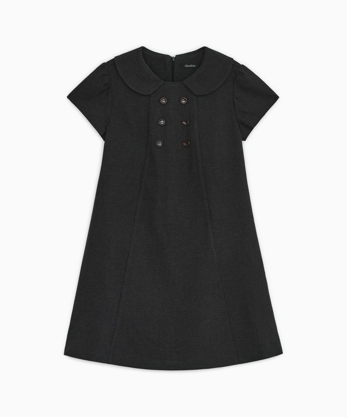 오헤시오(OHESHIO) DOUBLE BUTTON MINI DRESS, CHARCOAL