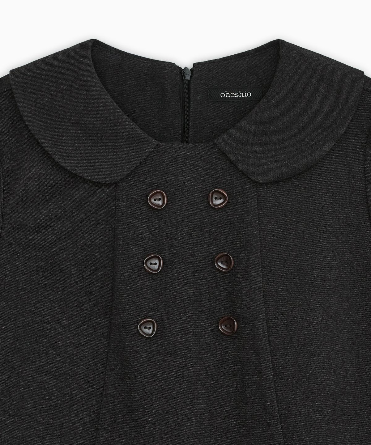 오헤시오(OHESHIO) DOUBLE BUTTON MINI DRESS, CHARCOAL