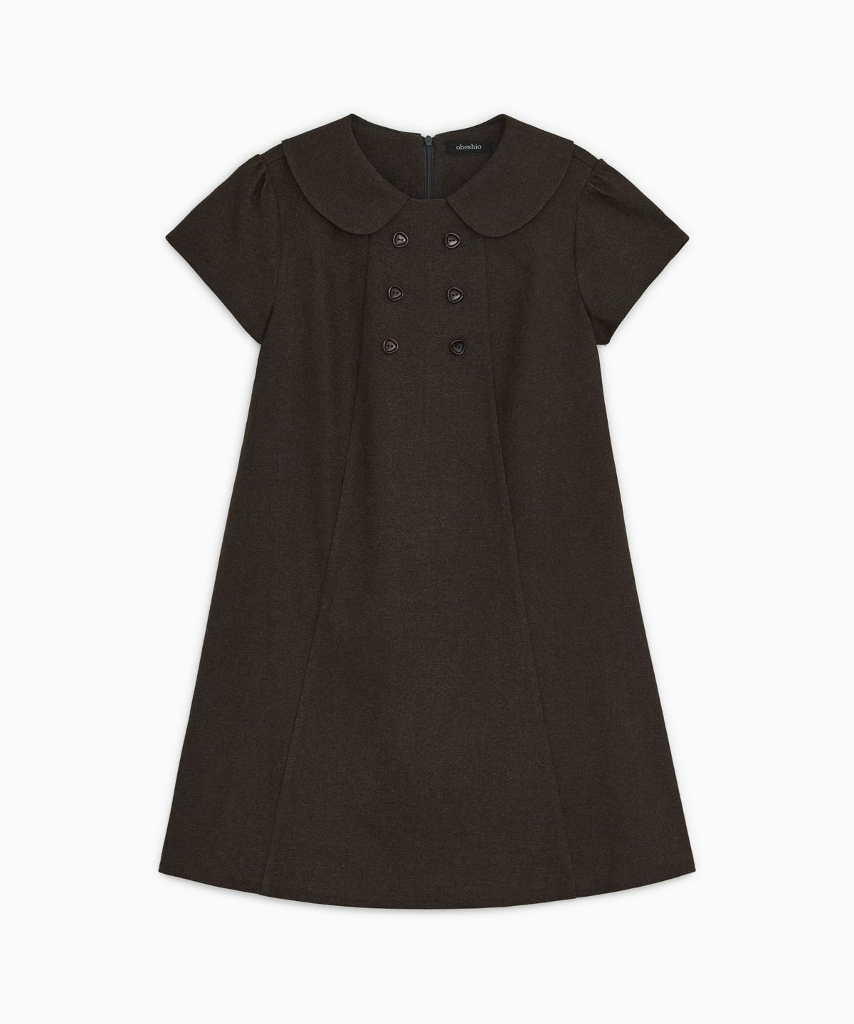 오헤시오(OHESHIO) DOUBLE BUTTON MINI DRESS, BROWN
