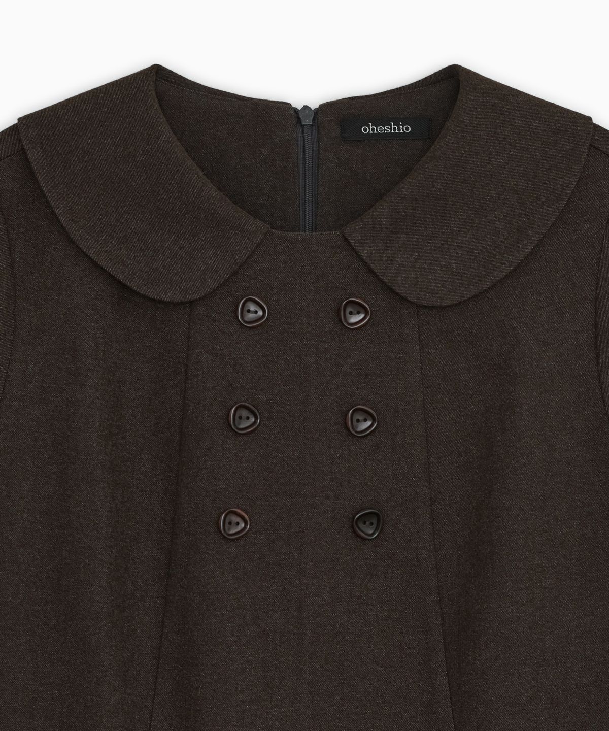 오헤시오(OHESHIO) DOUBLE BUTTON MINI DRESS, BROWN