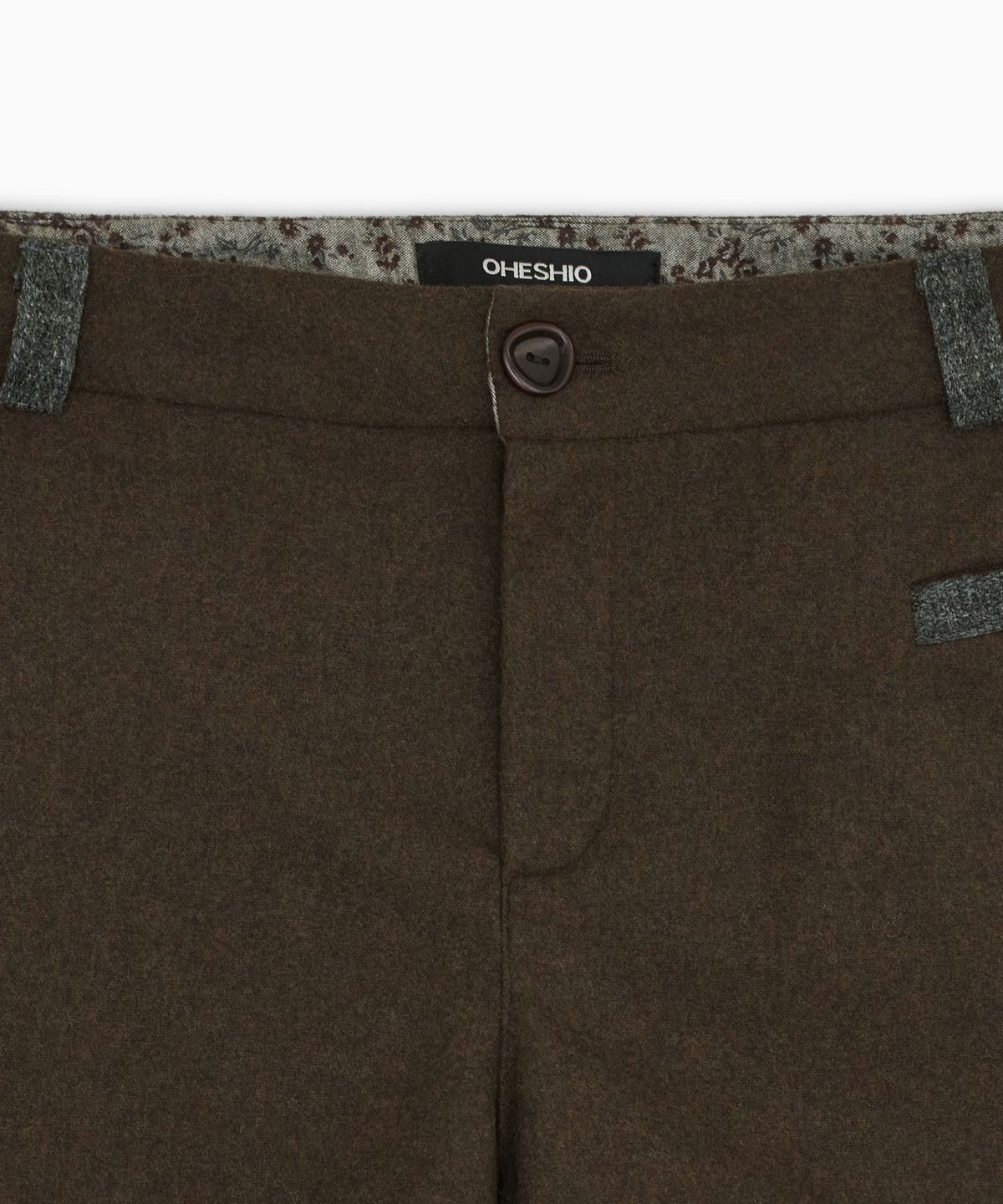 오헤시오(OHESHIO) TINY FLORAL WOOL SHORTS, KHAKI