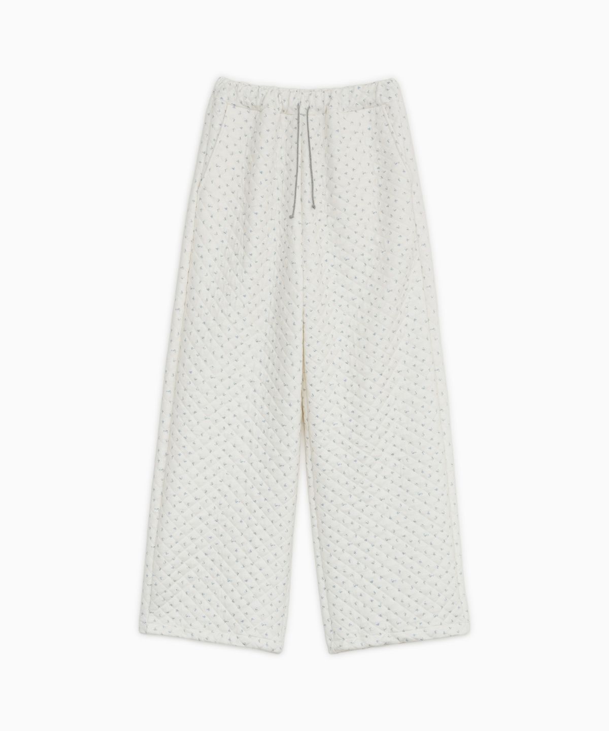 오헤시오(OHESHIO) FLORAL QUILTED OVERSIZED BANDING PANTS, BLUE FLORAL