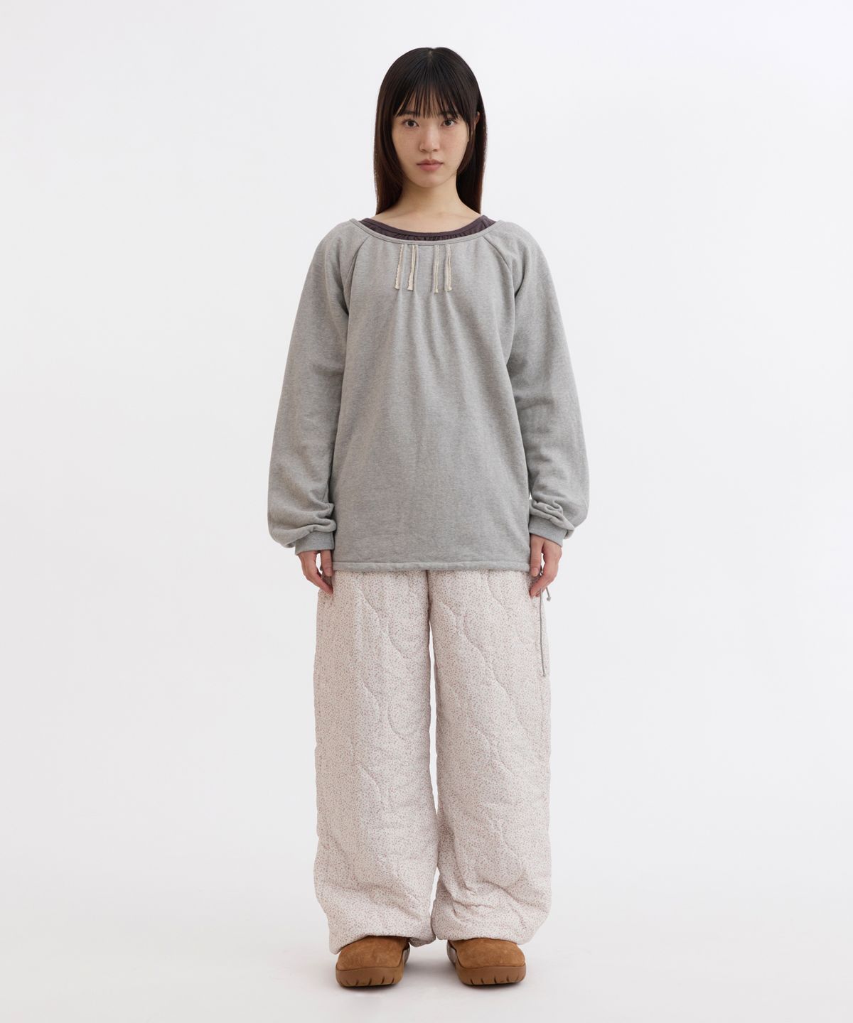 오헤시오(OHESHIO) FLORAL QUILTED OVERSIZED BANDING PANTS, PINK FLORAL