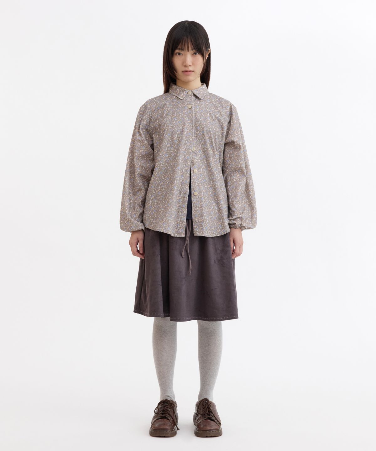 오헤시오(OHESHIO) FLORAL CORDUROY SHIRT, BROWN