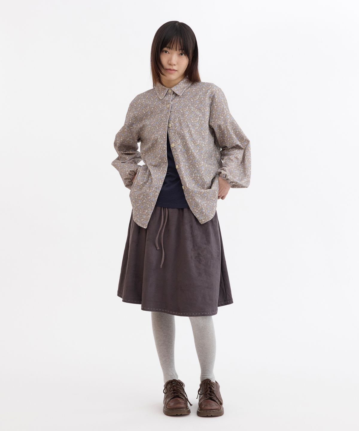 오헤시오(OHESHIO) FLORAL CORDUROY SHIRT, BROWN