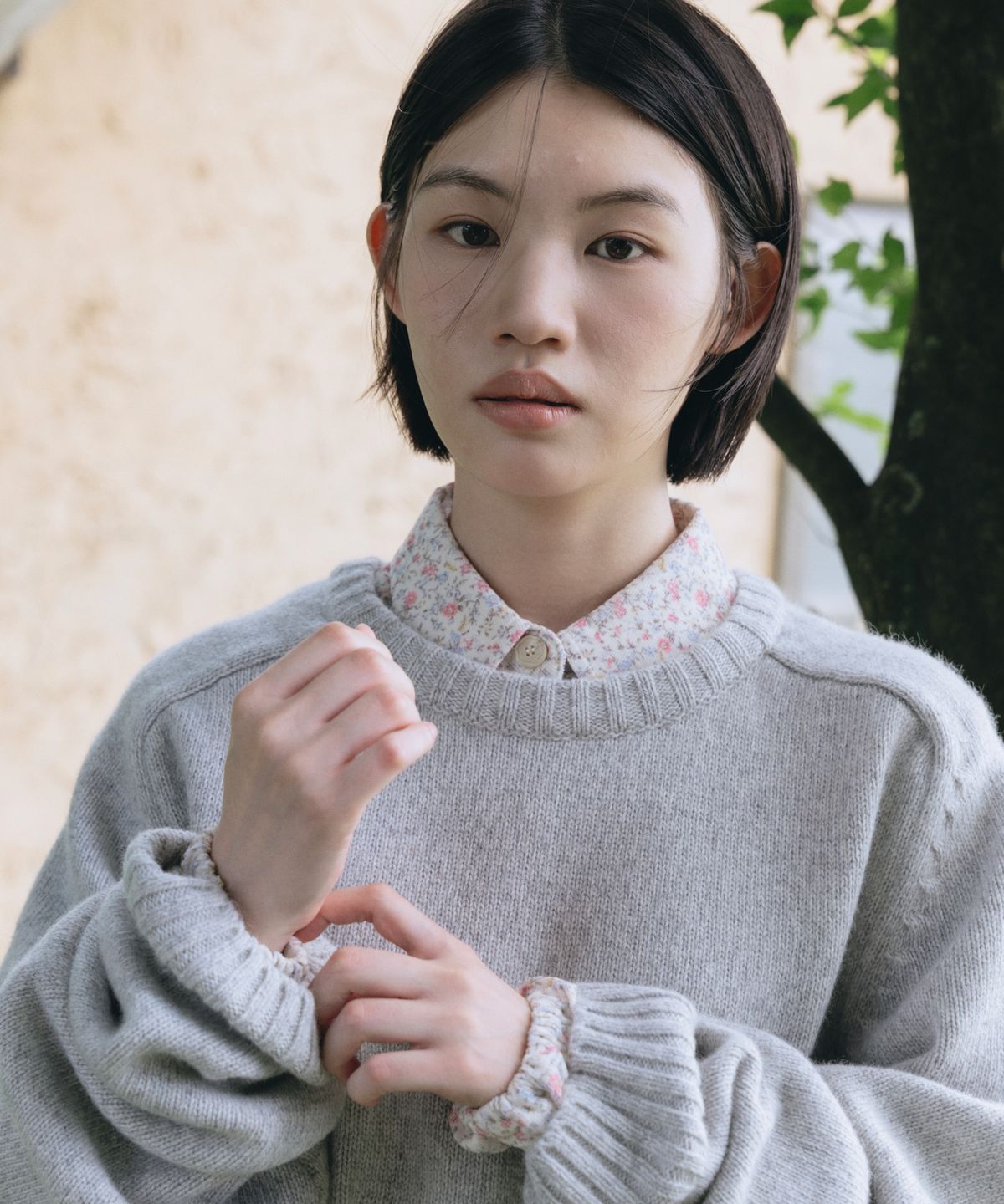 오헤시오(OHESHIO) FLORAL CORDUROY SHIRT, IVORY