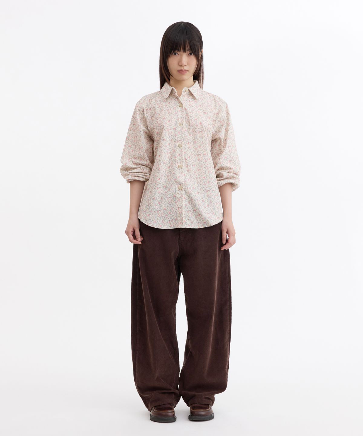 오헤시오(OHESHIO) FLORAL CORDUROY SHIRT, IVORY