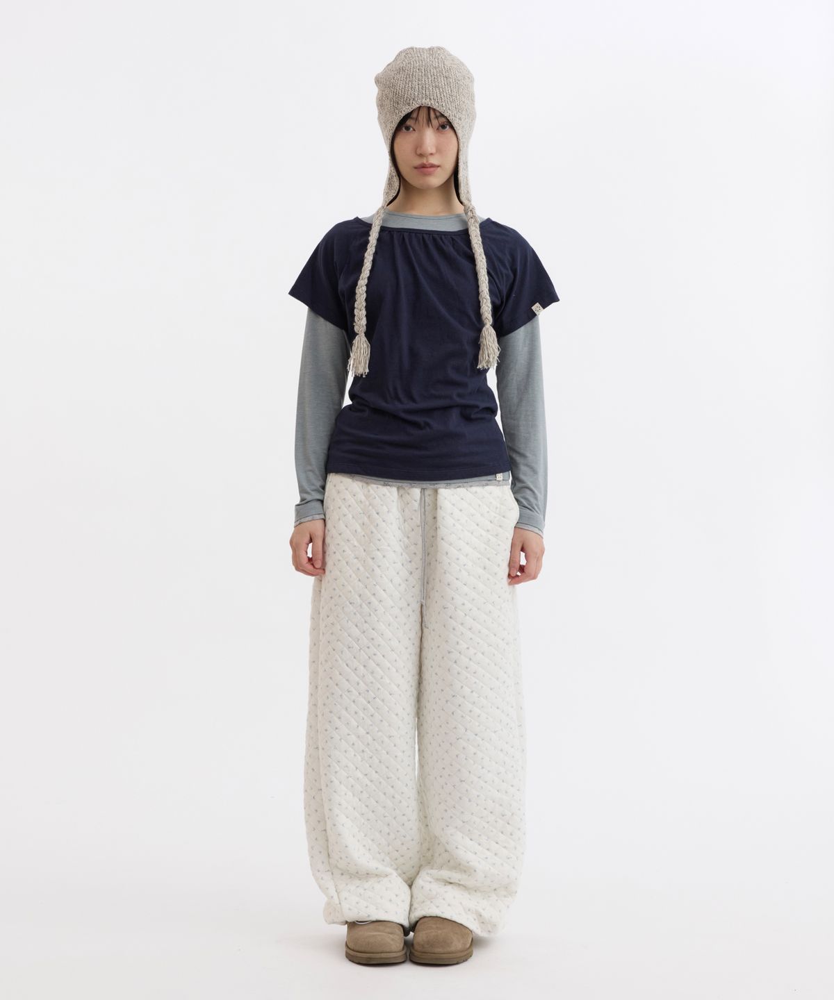 오헤시오(OHESHIO) FLORAL LAYERED LONG SLEEVE, SKY BLUE