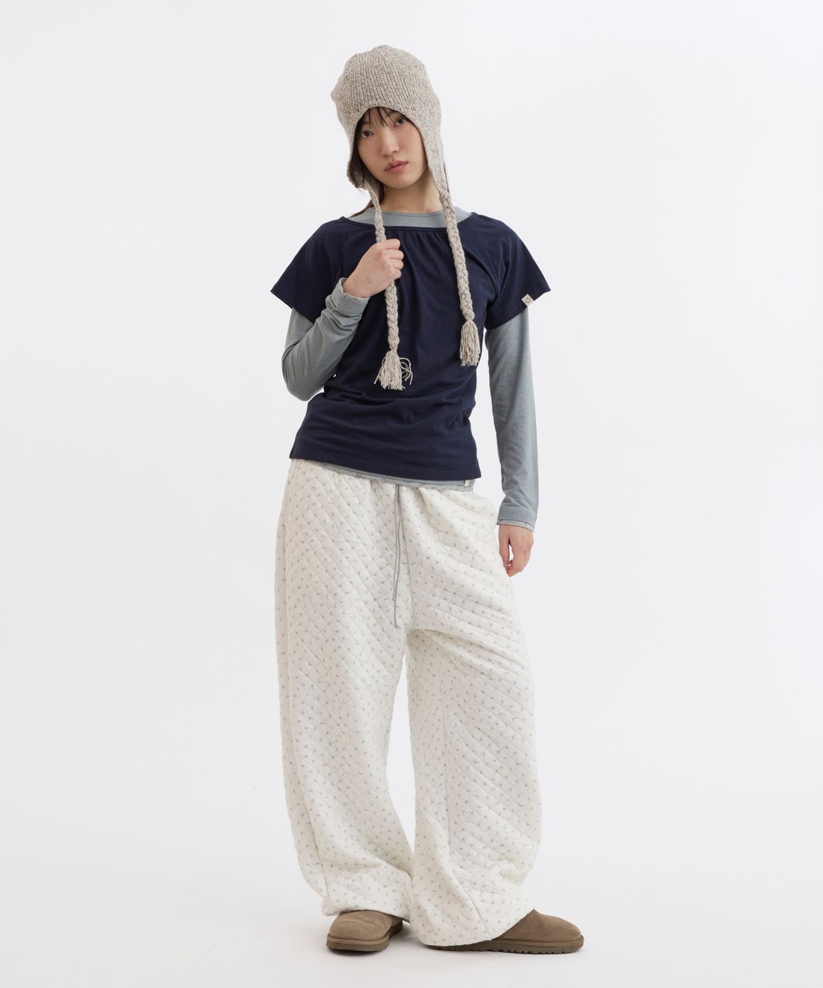 오헤시오(OHESHIO) FLORAL LAYERED LONG SLEEVE, SKY BLUE