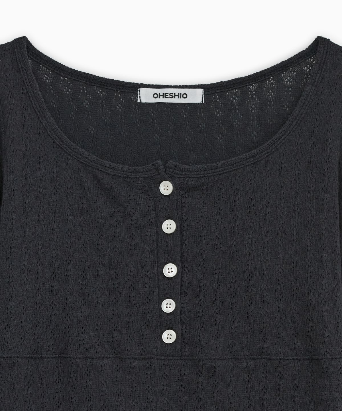 오헤시오(OHESHIO) PUNCHING SQUARE BUTTON KNIT LONG SLEEVE, NAVY