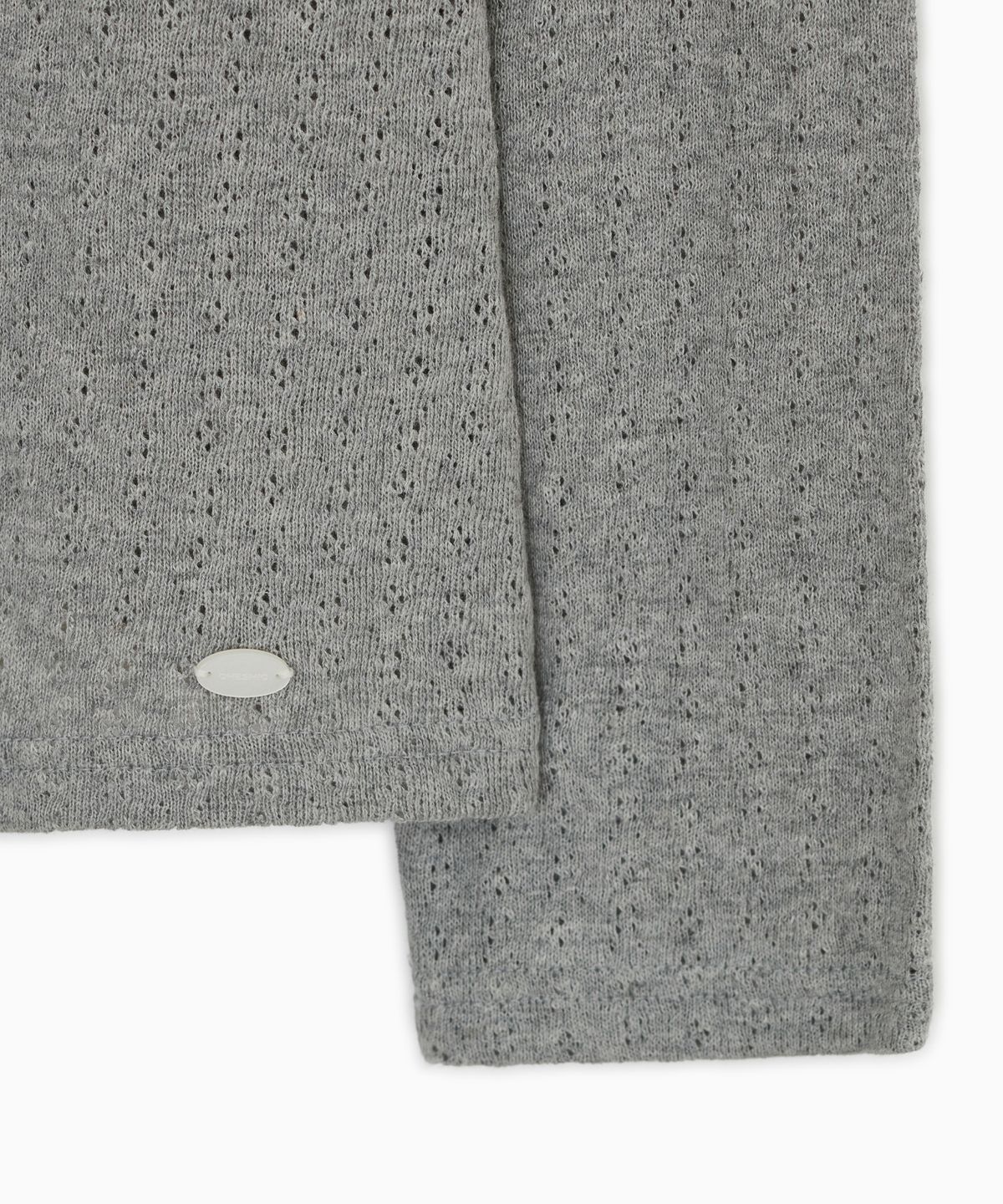 오헤시오(OHESHIO) PUNCHING SQUARE BUTTON KNIT LONG SLEEVE, GRAY