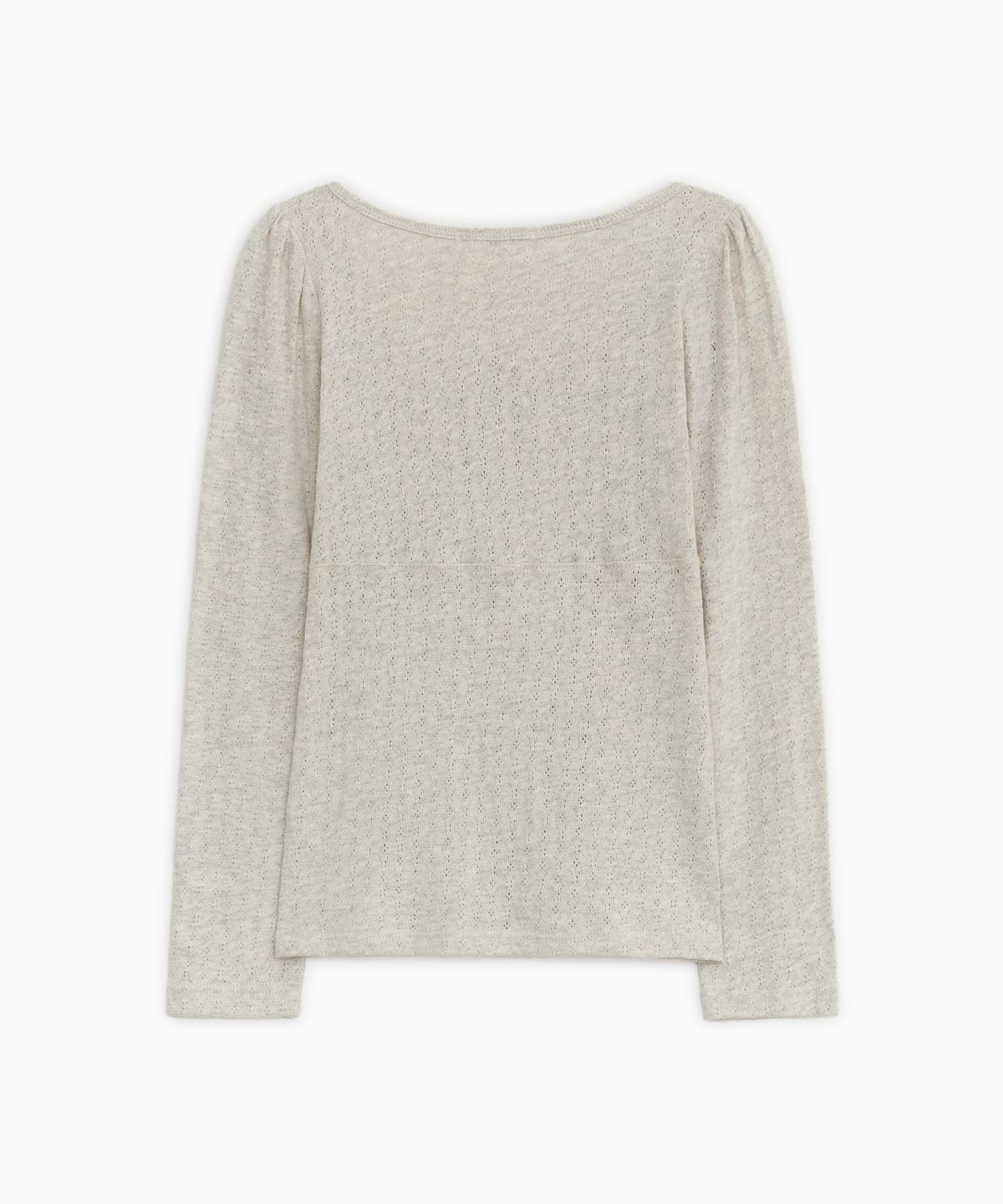 오헤시오(OHESHIO) PUNCHING SQUARE BUTTON KNIT LONG SLEEVE, OATMEAL