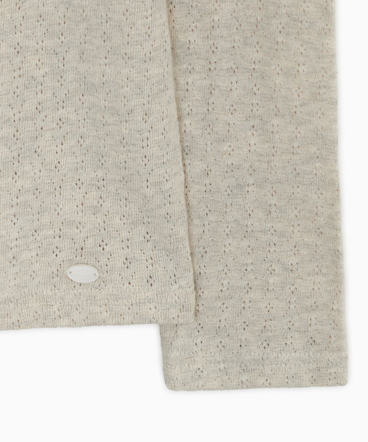 오헤시오(OHESHIO) PUNCHING SQUARE BUTTON KNIT LONG SLEEVE, OATMEAL