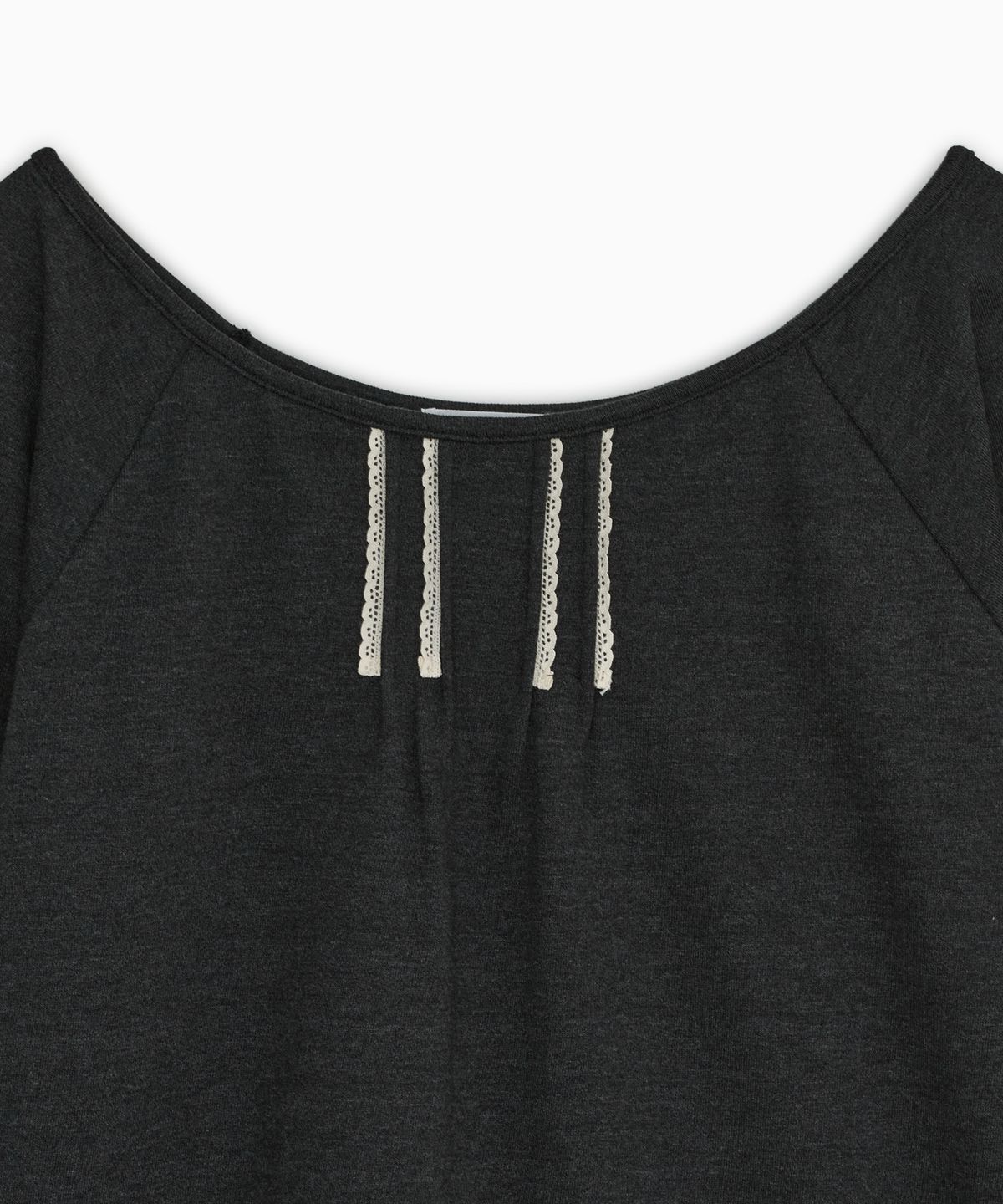 오헤시오(OHESHIO) U-NECK LACE SWEATSHIRT, CHARCOAL