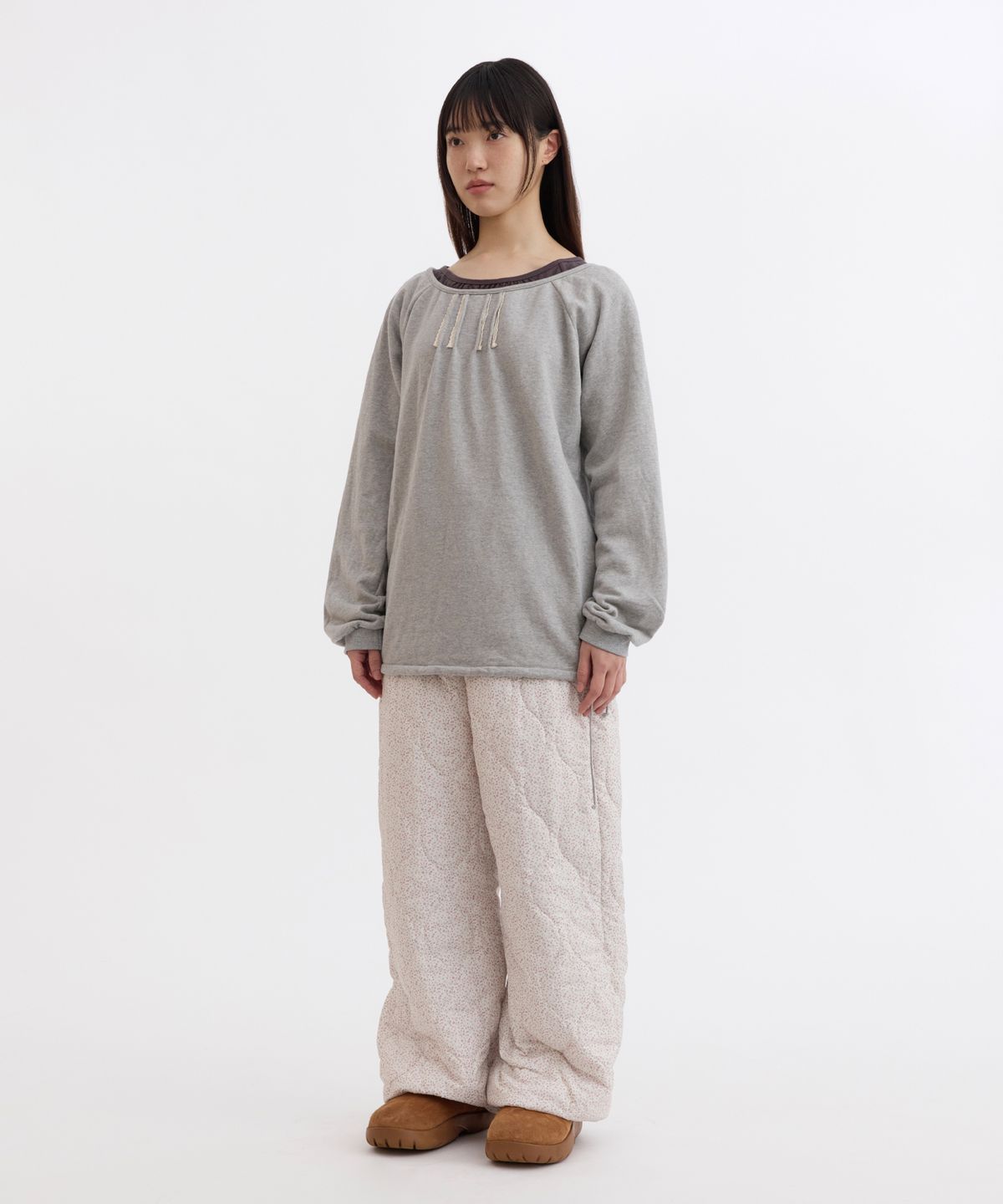 오헤시오(OHESHIO) U-NECK LACE SWEATSHIRT, GRAY