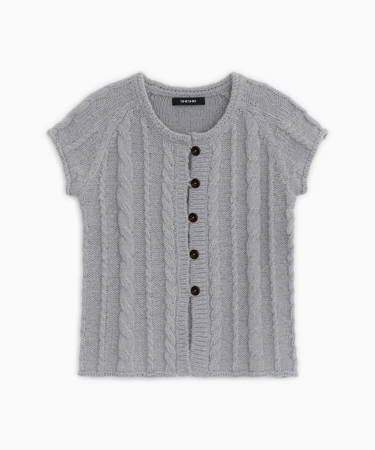오헤시오(OHESHIO) BUTTON SHORT SLEEVE KNIT VEST, SKY BLUE