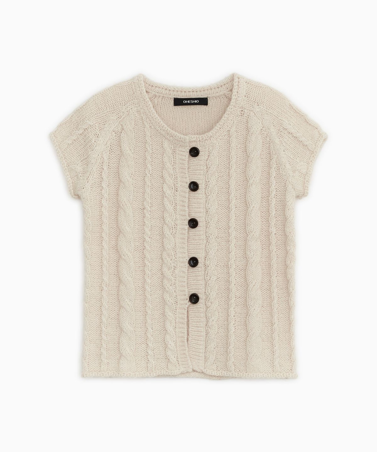 오헤시오(OHESHIO) BUTTON SHORT SLEEVE KNIT VEST, CREAM