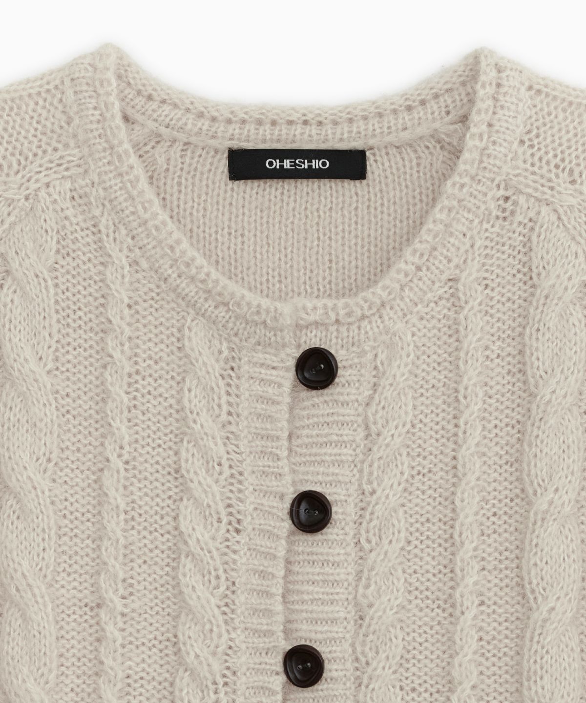 오헤시오(OHESHIO) BUTTON SHORT SLEEVE KNIT VEST, CREAM