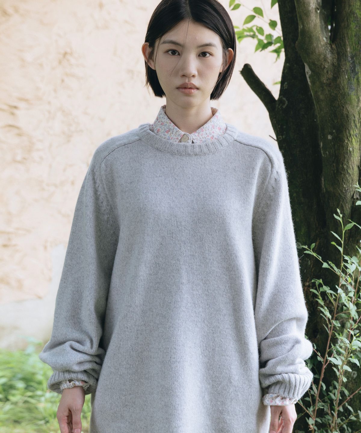 오헤시오(OHESHIO) MULTICOLOR WOOL RAGLAN OVERSIZED KNIT, MELANGE