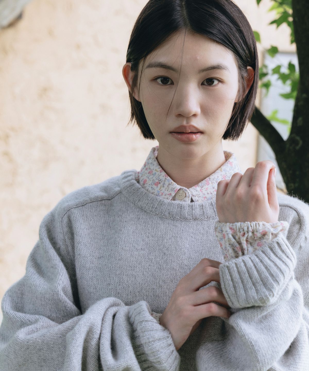 오헤시오(OHESHIO) MULTICOLOR WOOL RAGLAN OVERSIZED KNIT, MELANGE