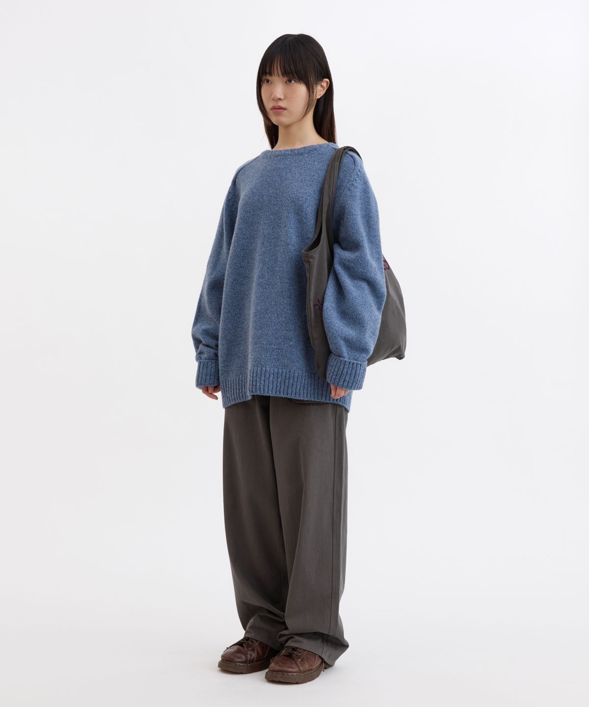 오헤시오(OHESHIO) MULTICOLOR WOOL RAGLAN OVERSIZED KNIT, BLUE