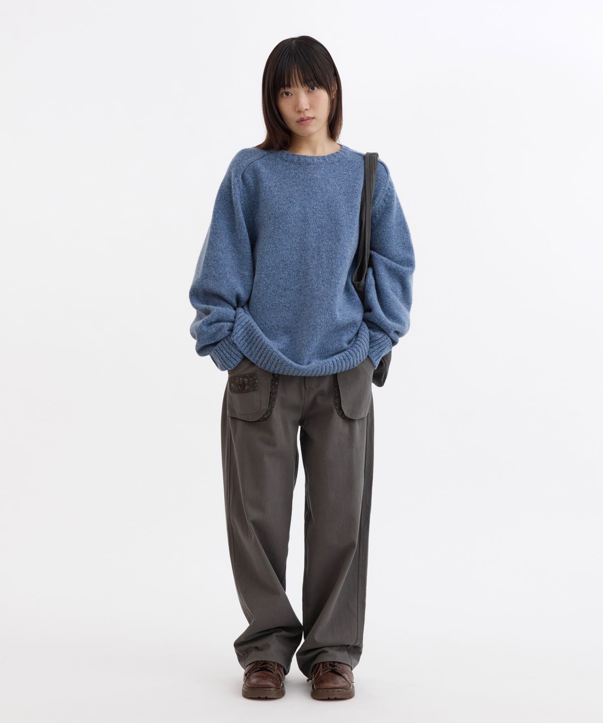 오헤시오(OHESHIO) MULTICOLOR WOOL RAGLAN OVERSIZED KNIT, BLUE