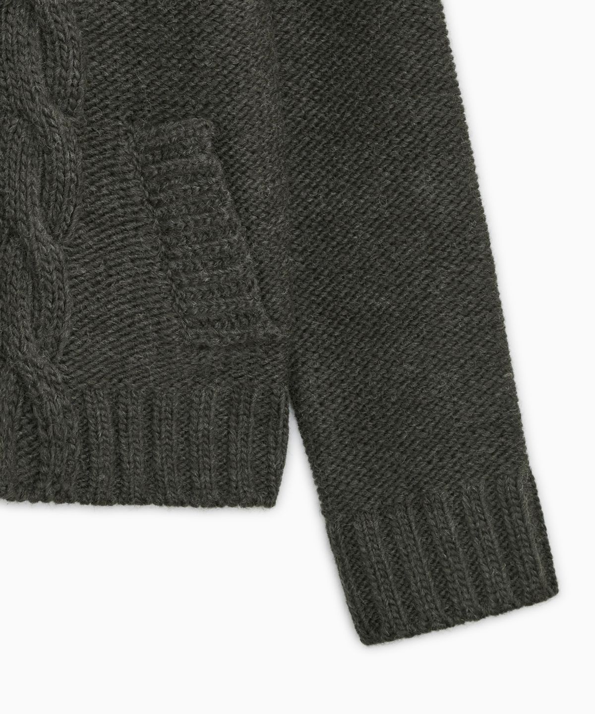 오헤시오(OHESHIO) SHAWL COLLAR CABLE KNIT CARDIGAN, CHARCOAL