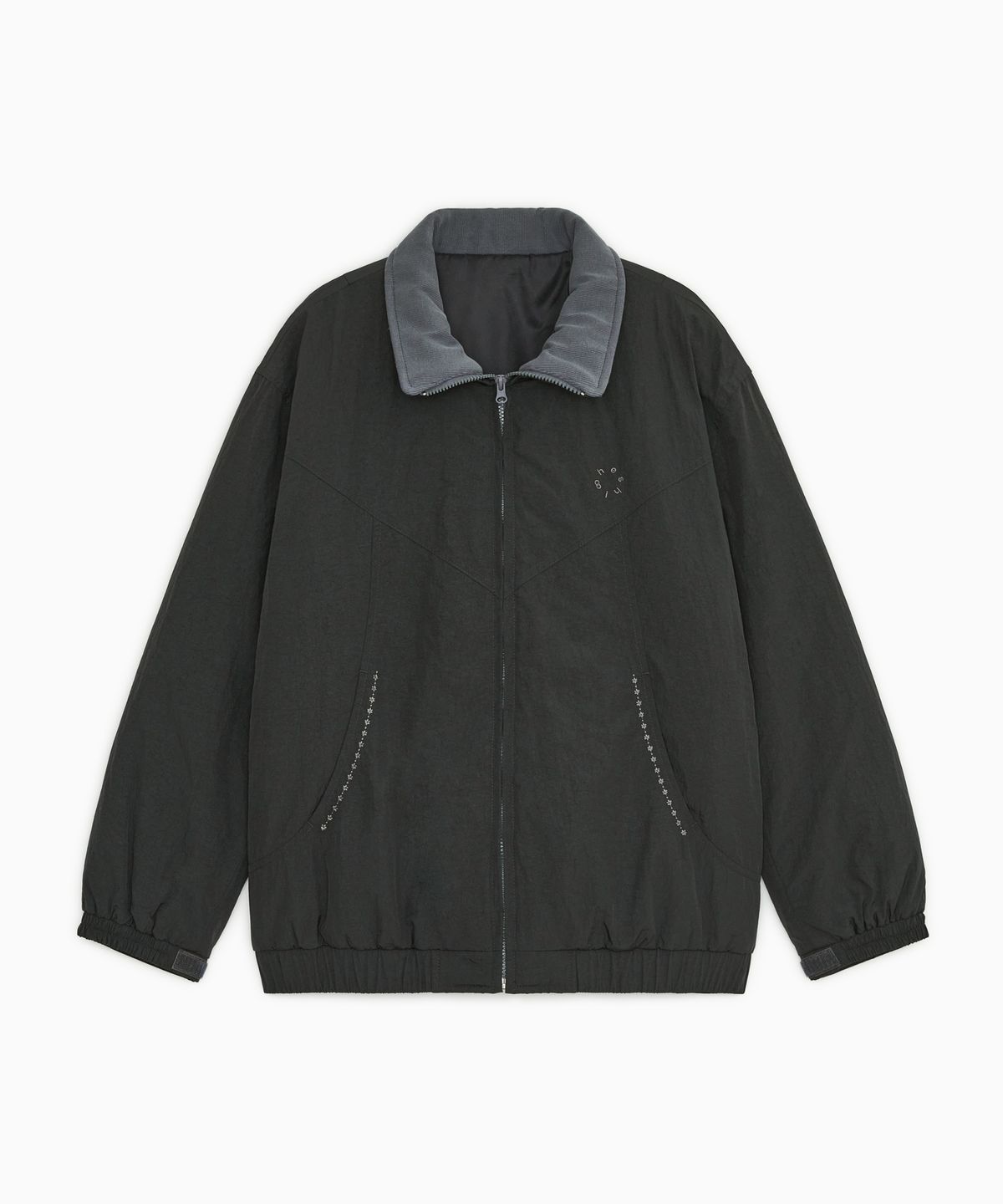 오헤시오(OHESHIO) FLORAL EMBROIDERY PADDED BLOUSON, CHARCOAL