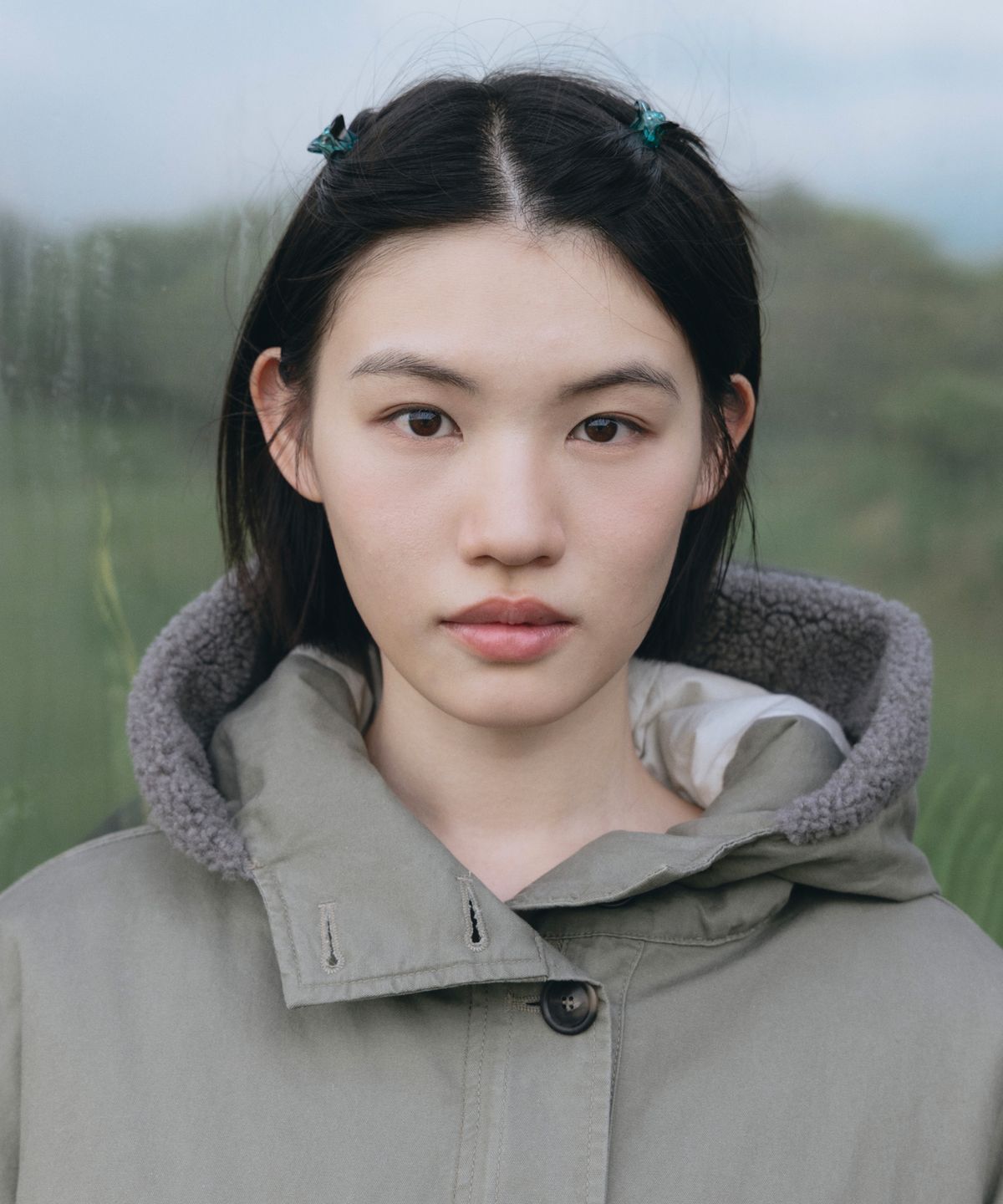 오헤시오(OHESHIO) TEDDY FUR HOODED LONG PARKA, KHAKI