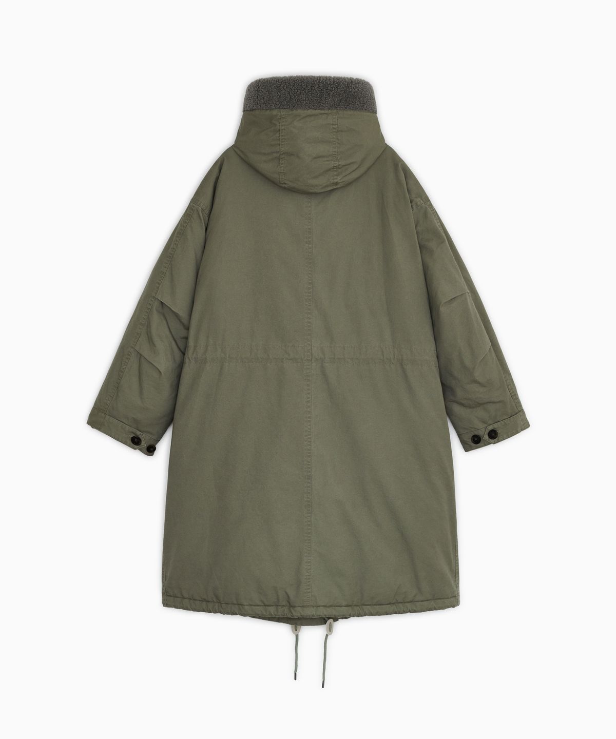 오헤시오(OHESHIO) TEDDY FUR HOODED LONG PARKA, KHAKI