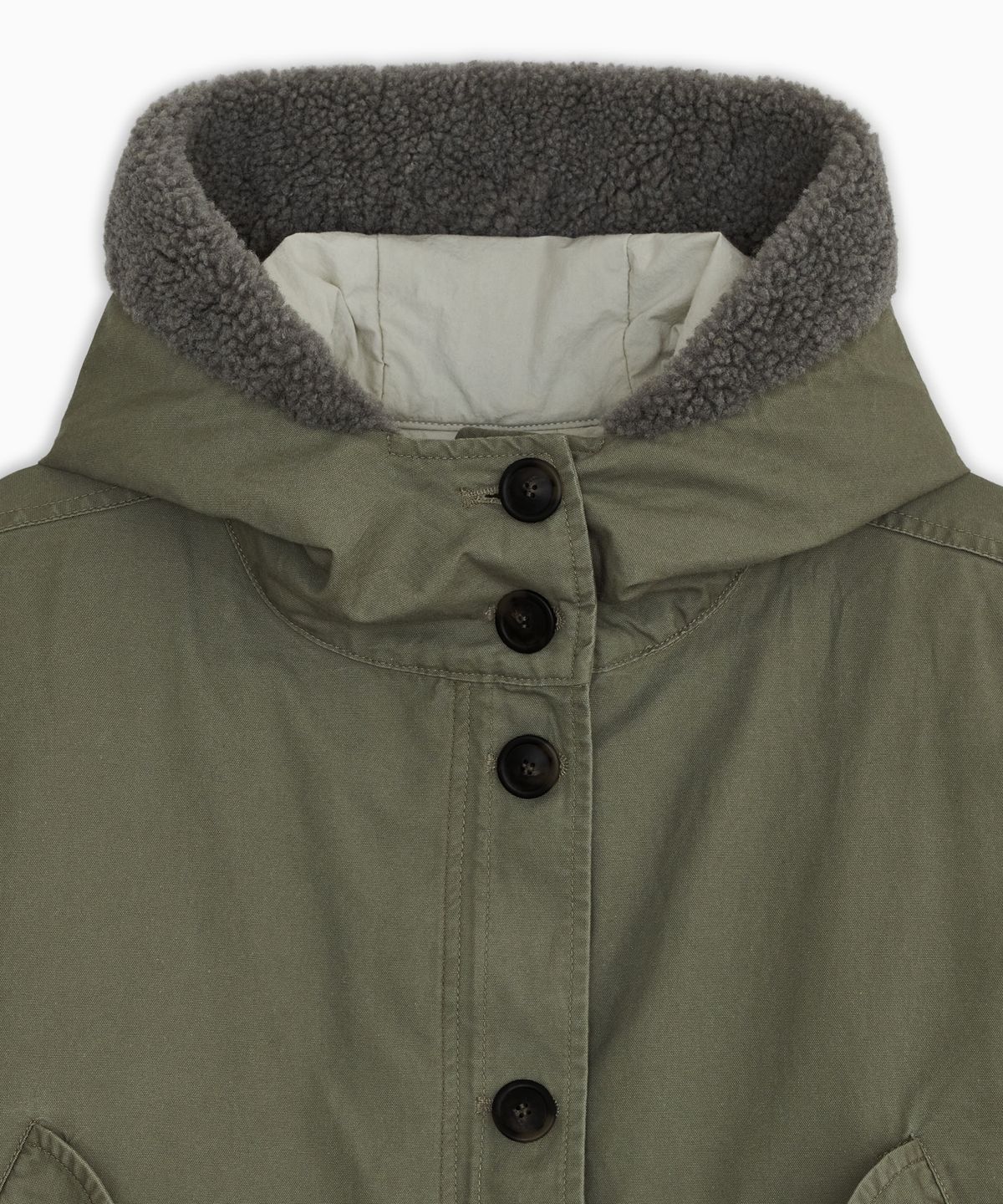 오헤시오(OHESHIO) TEDDY FUR HOODED LONG PARKA, KHAKI