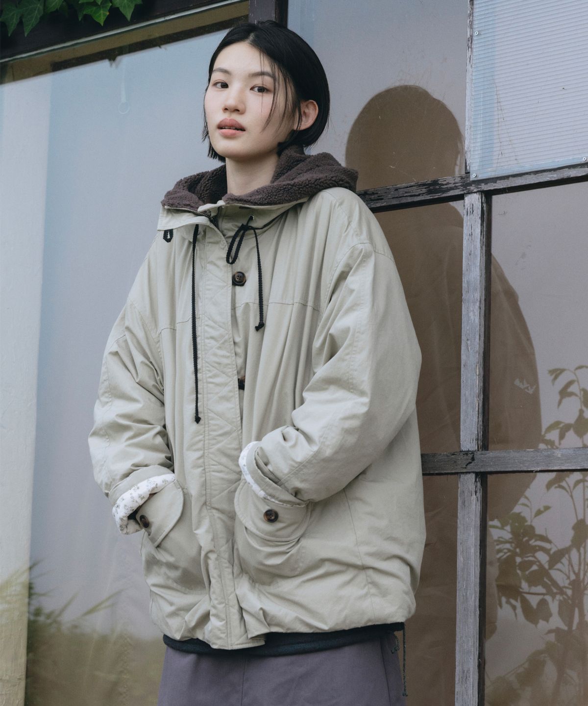 오헤시오(OHESHIO) TEDDY QUILTED JACKET, BEIGE