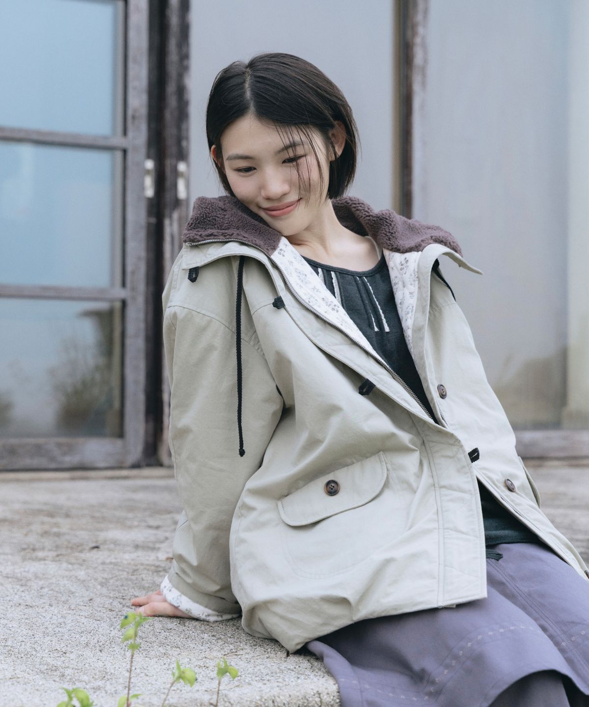 오헤시오(OHESHIO) TEDDY QUILTED JACKET, BEIGE