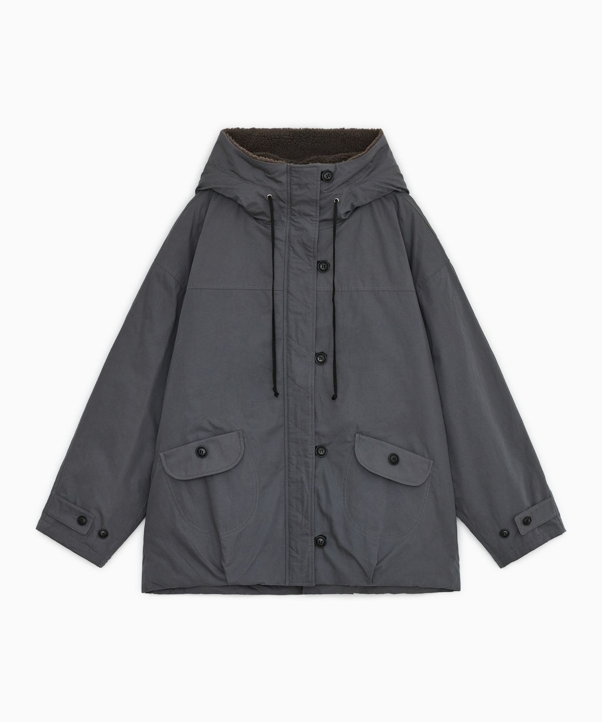 오헤시오(OHESHIO) TEDDY QUILTED JACKET, CHARCOAL