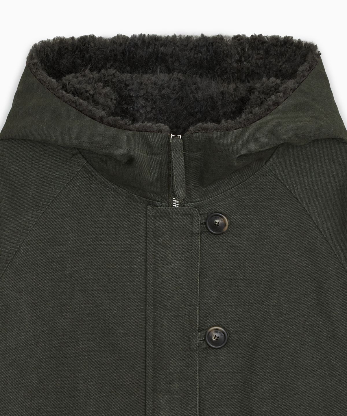 오헤시오(OHESHIO) BUTTON HOODED BOMBER JACKET, KHAKI