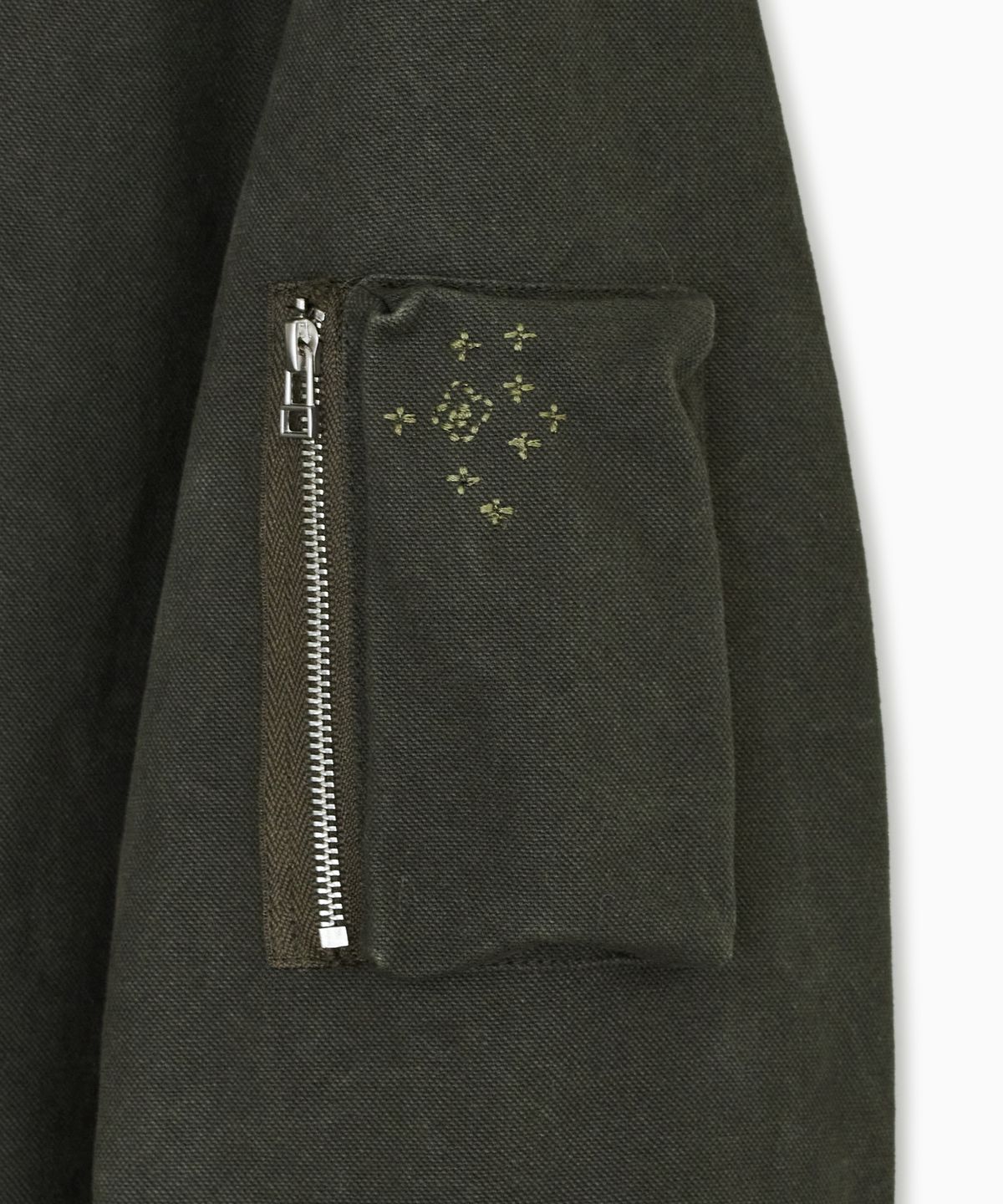 오헤시오(OHESHIO) BUTTON HOODED BOMBER JACKET, KHAKI