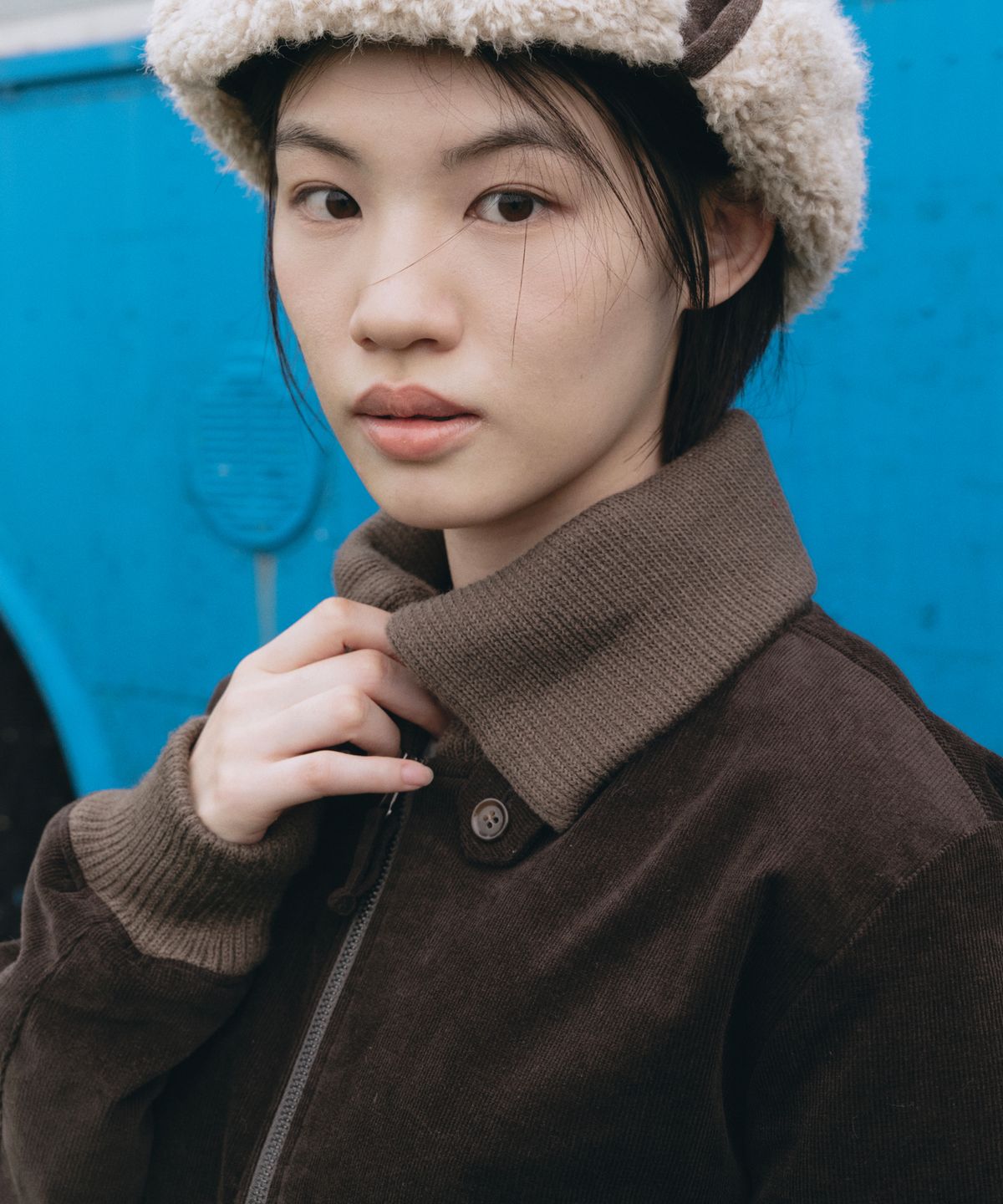 오헤시오(OHESHIO) FLORAL CORDUROY BOMBER JACKET, BROWN