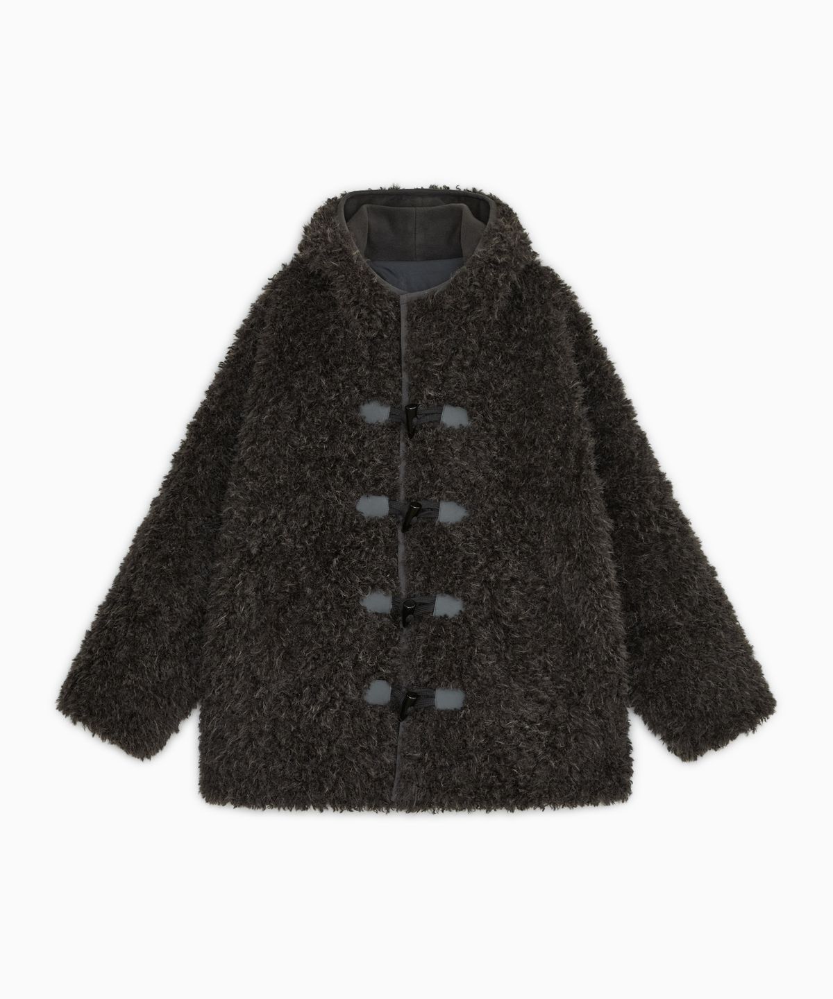 오헤시오(OHESHIO) FLUFFY TOGGLE HOODED JACKET, CHARCOAL
