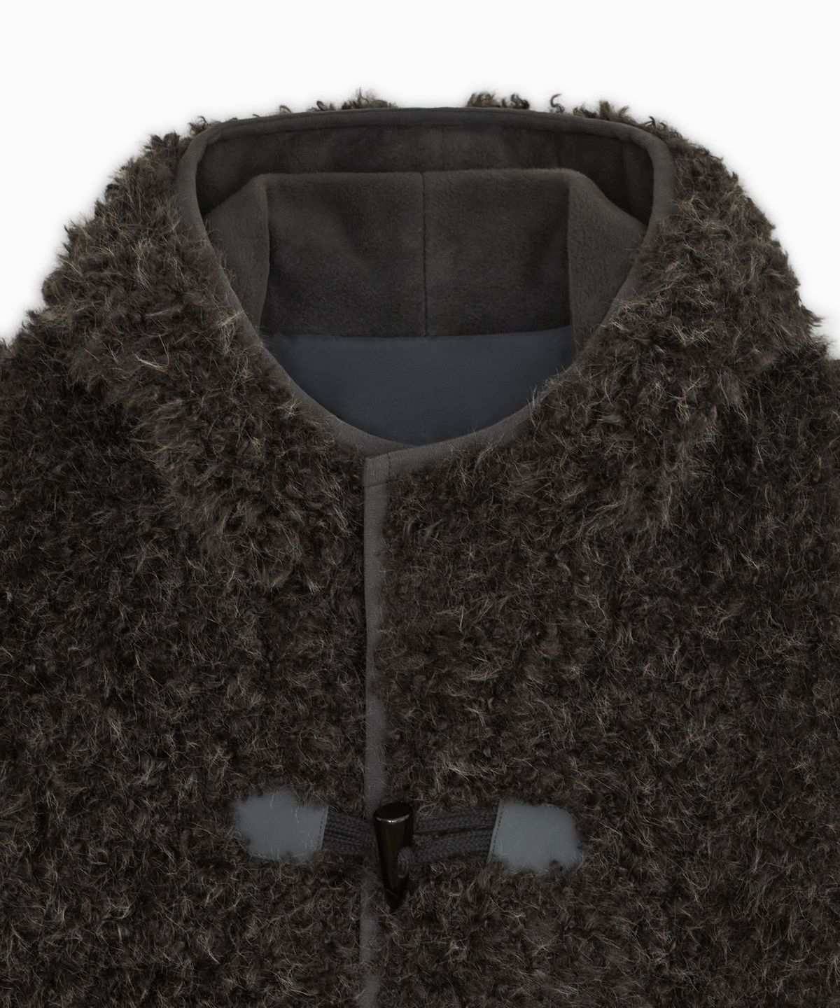 오헤시오(OHESHIO) FLUFFY TOGGLE HOODED JACKET, CHARCOAL