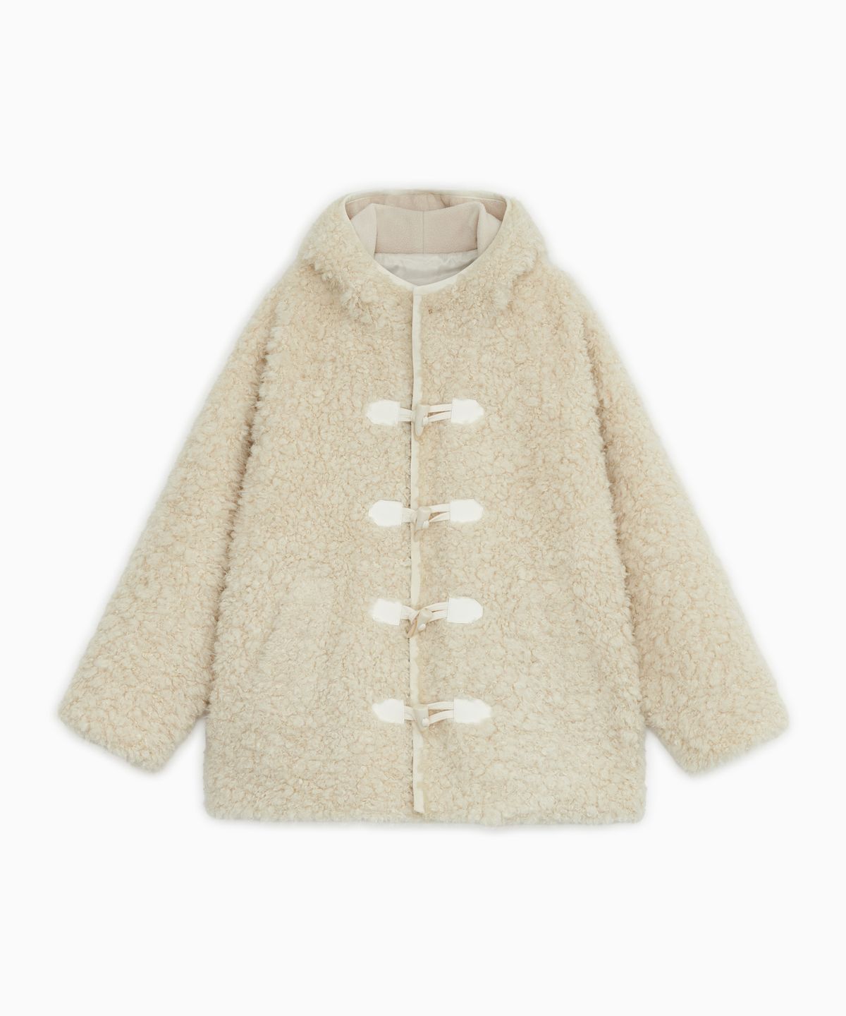 오헤시오(OHESHIO) FLUFFY TOGGLE HOODED JACKET, IVORY