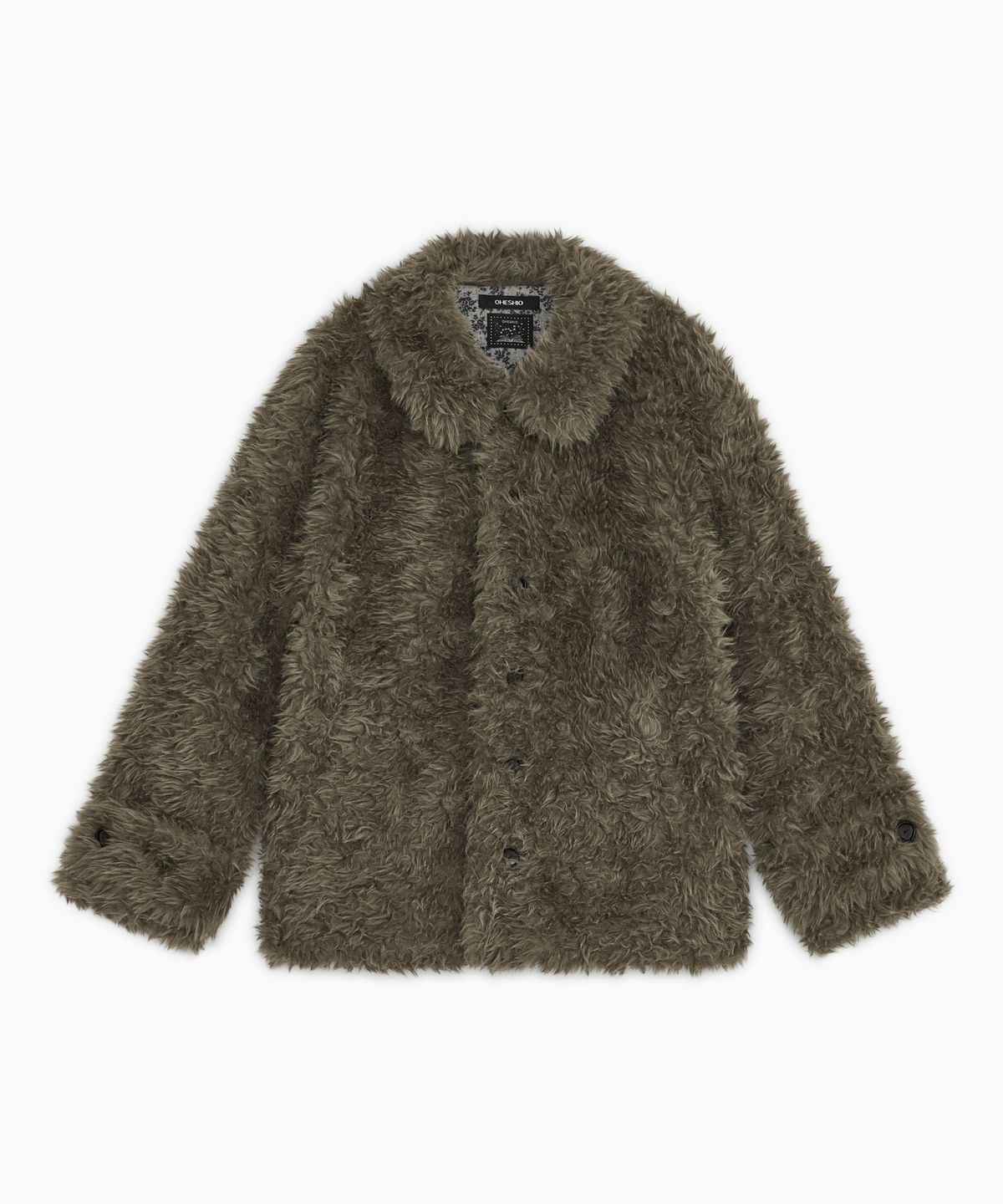 오헤시오(OHESHIO) FLUFFY ROUND COLLAR FUR JACKET, BROWN