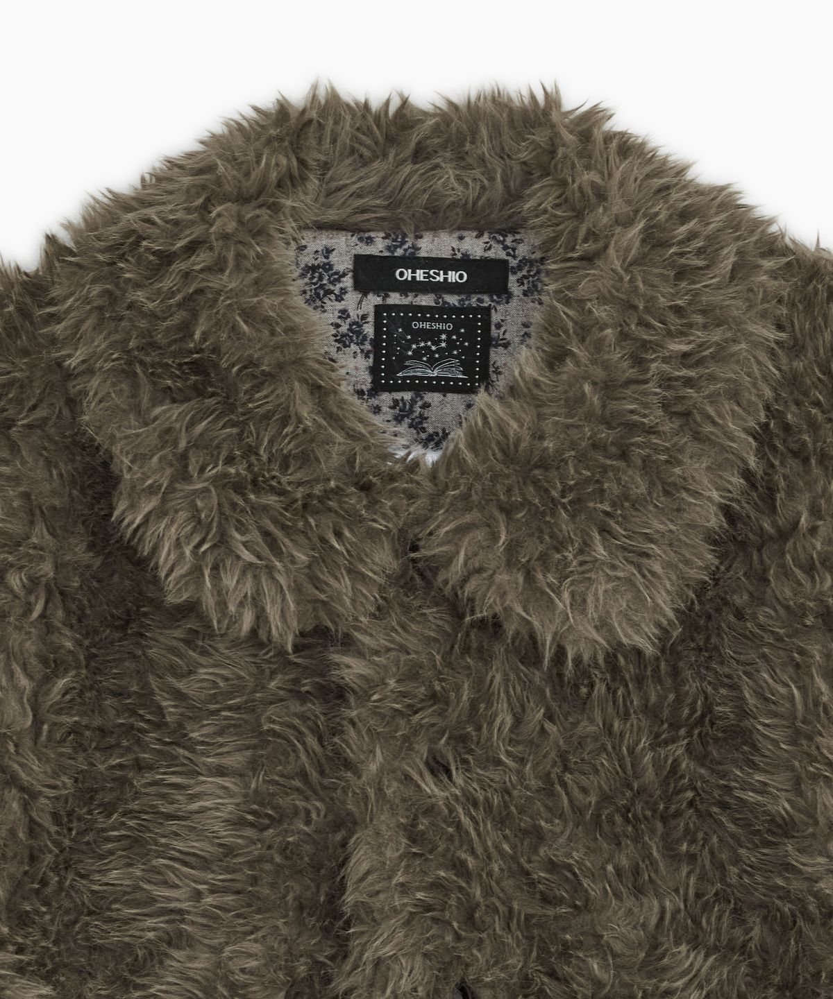 오헤시오(OHESHIO) FLUFFY ROUND COLLAR FUR JACKET, BROWN