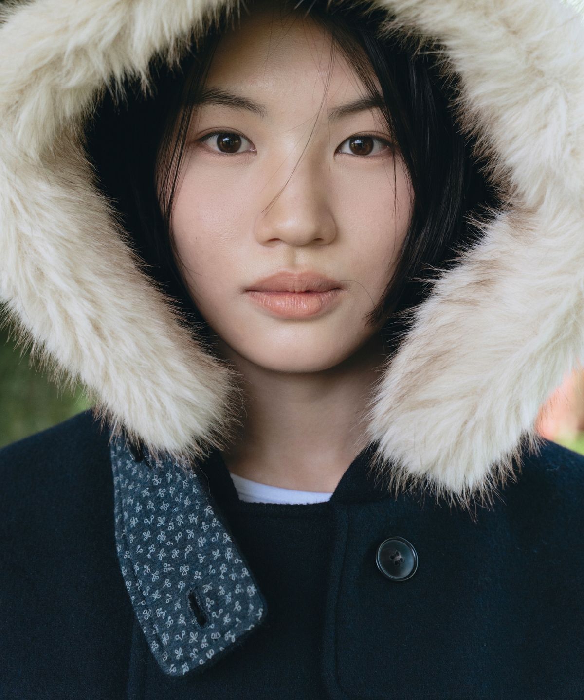 오헤시오(OHESHIO) HOODED DUFFLE WOOL COAT, CHARCOAL