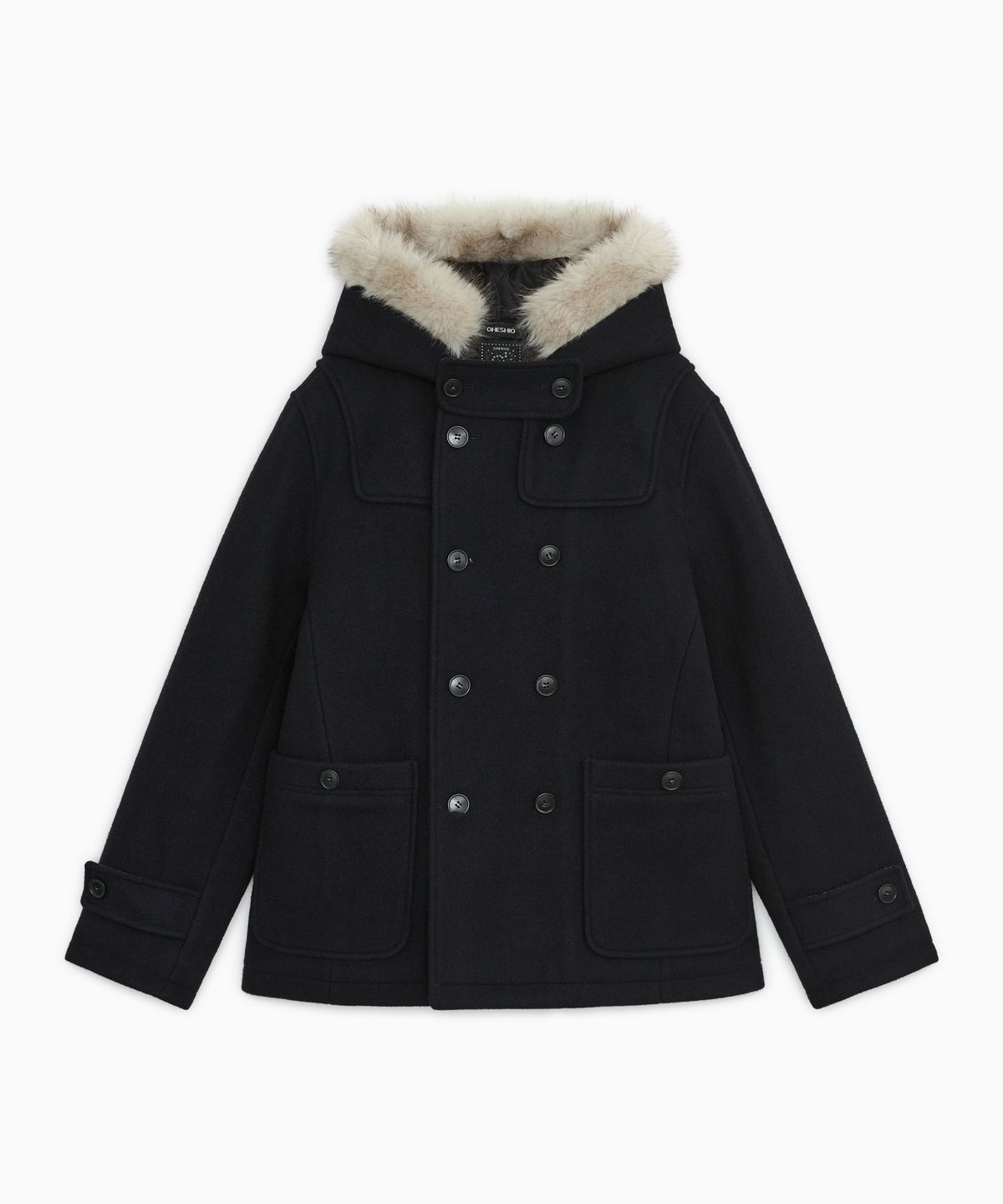 오헤시오(OHESHIO) HOODED DUFFLE WOOL COAT, NAVY